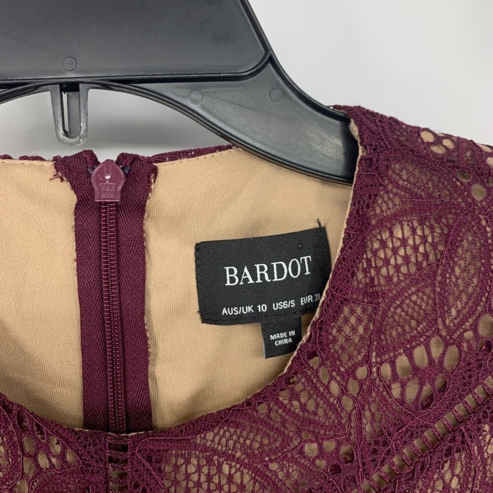 Bardot Dress Sasha Ruffle Lace Burgundy Long Sleeve Revolve - Picture 6 of 14